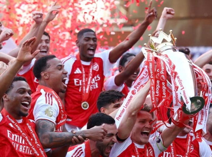 Arsenal celebrate their Premier League title